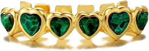مجموعة كاملة من مجوهرات الأسنان الذهبية من الأعلى والأسفل حسب الطلب، شواية الهيب هوب الفاخرة مع زركونيا الزمرد المبهرة قابلة للتعديل لحفلات الهالوين للرجال والنساء in Kuwait
