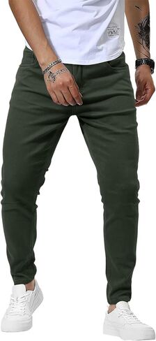 Woenzaia Men's Slim Fit Dress Pants Casual Stretchy Twill Chinos Tapered Skinny Slacks in Saudi Arabia