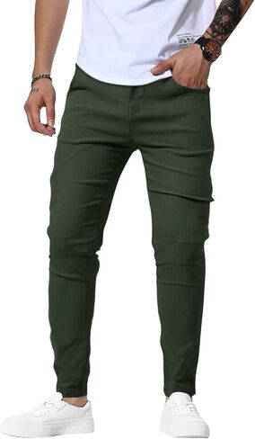 Woenzaia Men's Slim Fit Dress Pants Casual Stretchy Twill Chinos Tapered Skinny Slacks in Saudi Arabia