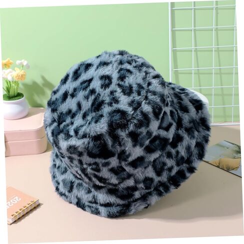 1Pc Leopard Fisherman Hat for Women Warm Bucket Cap with Soft Lining Lightweight Portable Accessory for Outdoor and Indoor Wear in Saudi Arabia