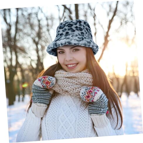 1Pc Leopard Fisherman Hat for Women Warm Bucket Cap with Soft Lining Lightweight Portable Accessory for Outdoor and Indoor Wear in Saudi Arabia