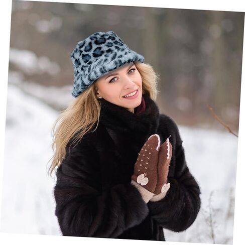1Pc Leopard Fisherman Hat for Women Warm Bucket Cap with Soft Lining Lightweight Portable Accessory for Outdoor and Indoor Wear in Saudi Arabia