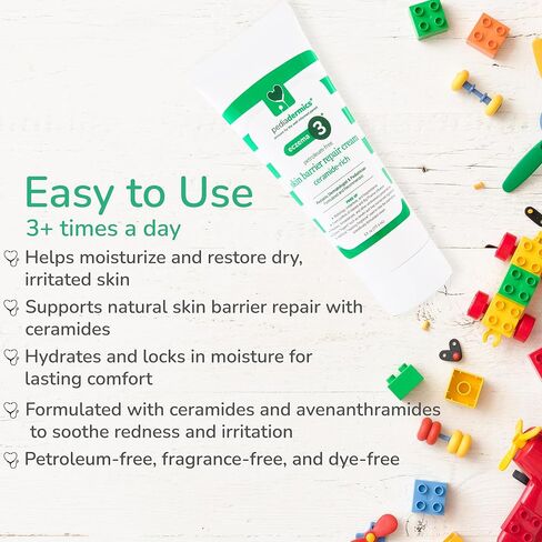 Eczema 3 Ceramide-Rich Skin Barrier Repair Eczema Cream for Kids, Moisturizing, Free of Parabens, Petroleum, Fragrances & Dyes (6 fl oz) in Saudi Arabia