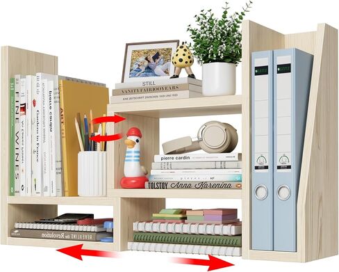 Desktop File Organizer Desk Organizer Shelf - White Office Organization Shelves for Top of Desk Organizers and Accessories Corner Bookshelf Table Top Shelving Small Hutch Decorations for Women Office in Saudi Arabia