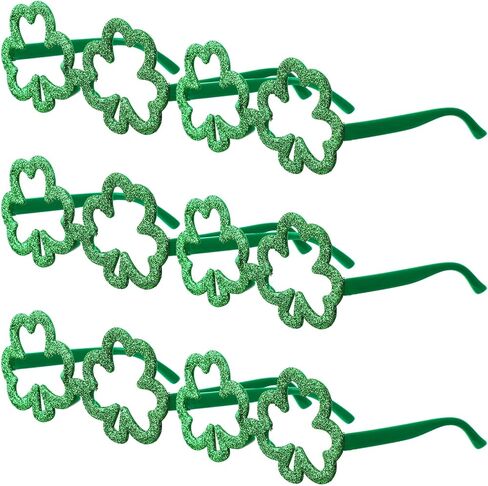 Shappy 6 Pack St Patrick's Day Glasses Glitter Shamrock Glasses Saint Patrick Party Favor Green Lucky Irish Eyeglasses Sunglasses St Patricks Accessories for St Patricks Day Props Decorations Supplies in Saudi Arabia