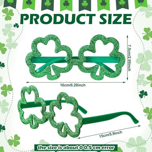 Shappy 6 Pack St Patrick's Day Glasses Glitter Shamrock Glasses Saint Patrick Party Favor Green Lucky Irish Eyeglasses Sunglasses St Patricks Accessories for St Patricks Day Props Decorations Supplies in Saudi Arabia