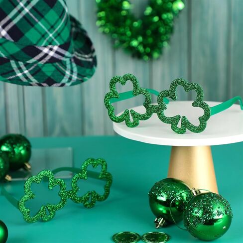 Shappy 6 Pack St Patrick's Day Glasses Glitter Shamrock Glasses Saint Patrick Party Favor Green Lucky Irish Eyeglasses Sunglasses St Patricks Accessories for St Patricks Day Props Decorations Supplies in Saudi Arabia