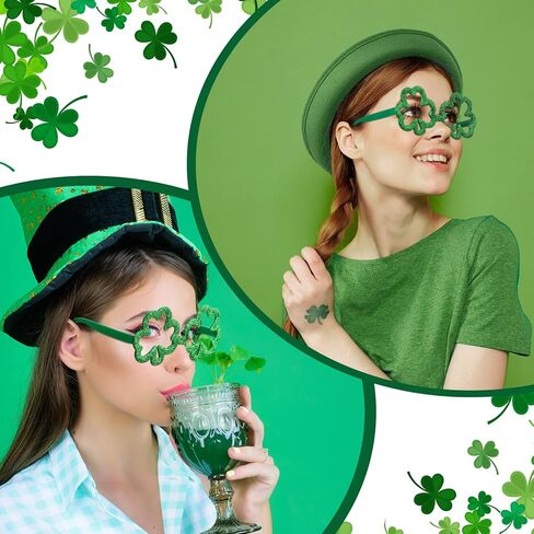 Shappy 6 Pack St Patrick's Day Glasses Glitter Shamrock Glasses Saint Patrick Party Favor Green Lucky Irish Eyeglasses Sunglasses St Patricks Accessories for St Patricks Day Props Decorations Supplies in Saudi Arabia