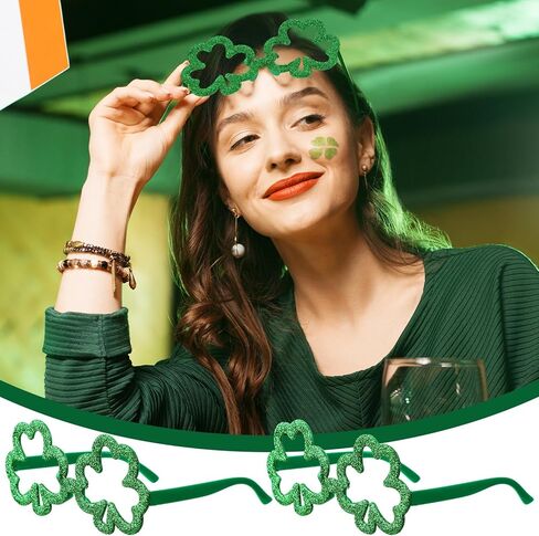 Shappy 6 Pack St Patrick's Day Glasses Glitter Shamrock Glasses Saint Patrick Party Favor Green Lucky Irish Eyeglasses Sunglasses St Patricks Accessories for St Patricks Day Props Decorations Supplies in Saudi Arabia