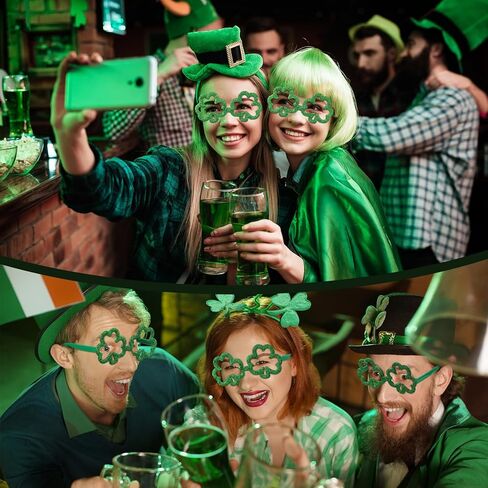 Shappy 6 Pack St Patrick's Day Glasses Glitter Shamrock Glasses Saint Patrick Party Favor Green Lucky Irish Eyeglasses Sunglasses St Patricks Accessories for St Patricks Day Props Decorations Supplies in Saudi Arabia