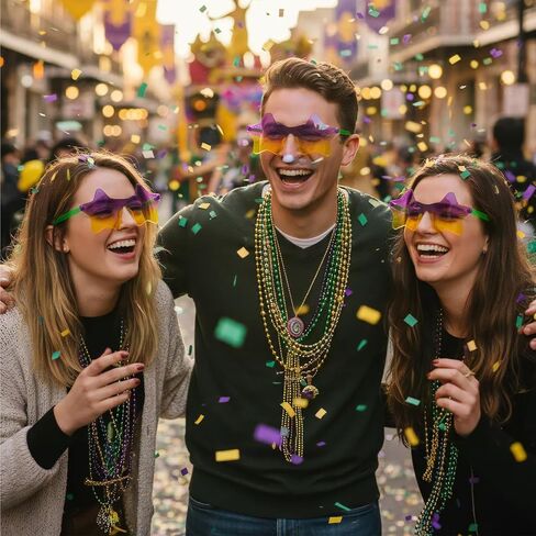 Pibupibu 24 Pack Mardi Gras Glasses Bulk Gold Green Purple Star/Heart Sunglasses Party Favors Mardi Gras Carnival Eyewear in Saudi Arabia
