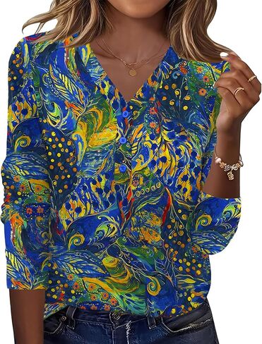 Ivicoer Long Sleeve Shirts for Women V Neck Button Down Blouses Womens Spring Fashion Tops 2026 in Saudi Arabia