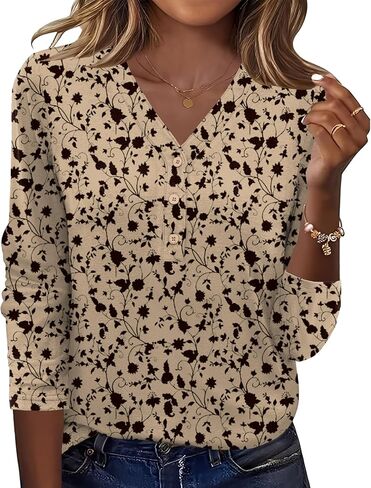 Ivicoer Long Sleeve Shirts for Women V Neck Button Down Blouses Womens Spring Fashion Tops 2026 in Saudi Arabia