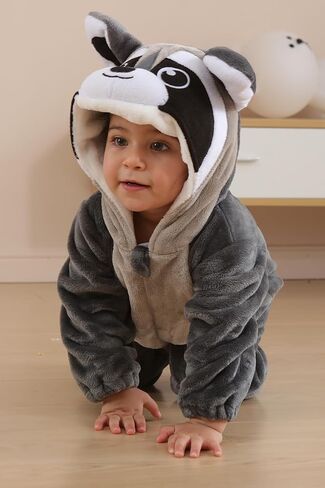 DarkCom Unisex Baby Raccoon Costume Animal Onesie Toddler Hooded Romper Halloween Kids' Christmas Pajamas in Saudi Arabia