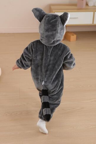 DarkCom Unisex Baby Raccoon Costume Animal Onesie Toddler Hooded Romper Halloween Kids' Christmas Pajamas in Saudi Arabia