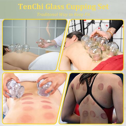 Tenchi 12-Piece Glass Fire Cupping Therapy Set – Professional Chinese Massage Cups for Pain Relief, Myofascial Release, Acupuncture, Muscle Recovery & Cellulite Reduction | Complete Kit in Saudi Arabia