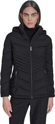 Calvin Klein womens Lightweight Quilted Hooded Puffer Coat – Stretch Winter Jacket With Pockets in Saudi Arabia