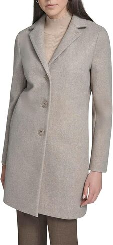 Calvin Klein womens Classic Faux Wool Overcoat – Long Button Front Winter Jacket in Kuwait