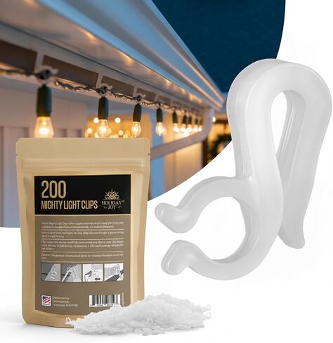 Holiday Joy - 200 Mighty Clip Lights - Quick & Easy Installation of Christmas Lights on Shingles & Gutters - Made in USA (200 Pack) in Kuwait