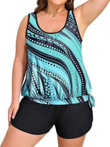 Arolina Blouson Tankini Swimsuits for Women Two Piece Tummy Control Bathing Suit (S-24W) in Kuwait