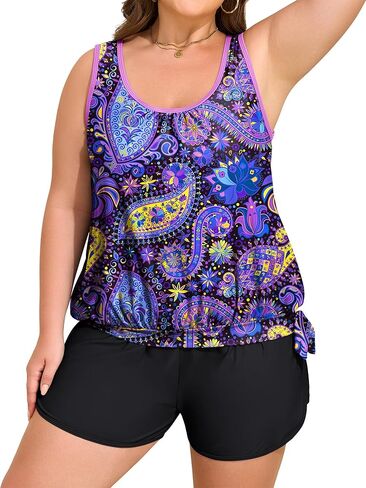 Arolina Blouson Tankini Swimsuits for Women Two Piece Tummy Control Bathing Suit (S-24W) in Saudi Arabia