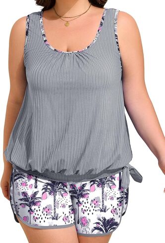 Arolina Blouson Tankini Swimsuits for Women Two Piece Tummy Control Bathing Suit (S-24W) in Saudi Arabia
