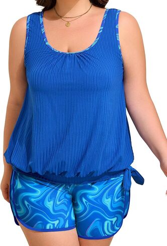 Arolina Blouson Tankini Swimsuits for Women Two Piece Tummy Control Bathing Suit (S-24W) in Saudi Arabia