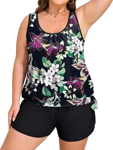 Arolina Blouson Tankini Swimsuits for Women Two Piece Tummy Control Bathing Suit (S-24W) in Saudi Arabia