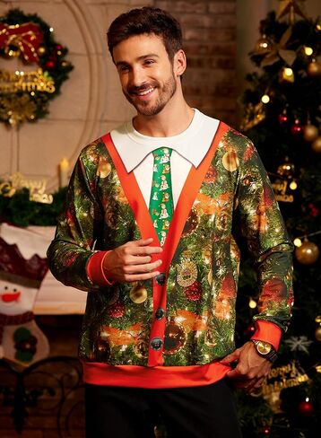 سويت شيرت رجالي من Arvilhill Ugly Christmas مضحك فضفاض مناسب للبالغين لعيد الميلاد بطباعة ثلاثية الأبعاد للعطلات (S-3XL) in Kuwait