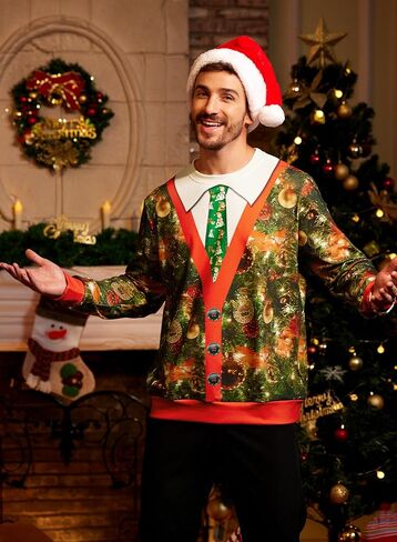 سويت شيرت رجالي من Arvilhill Ugly Christmas مضحك فضفاض مناسب للبالغين لعيد الميلاد بطباعة ثلاثية الأبعاد للعطلات (S-3XL) in Kuwait