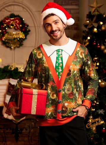 سويت شيرت رجالي من Arvilhill Ugly Christmas مضحك فضفاض مناسب للبالغين لعيد الميلاد بطباعة ثلاثية الأبعاد للعطلات (S-3XL) in Kuwait