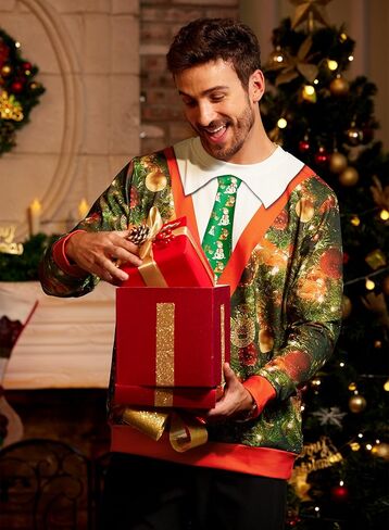 سويت شيرت رجالي من Arvilhill Ugly Christmas مضحك فضفاض مناسب للبالغين لعيد الميلاد بطباعة ثلاثية الأبعاد للعطلات (S-3XL) in Kuwait