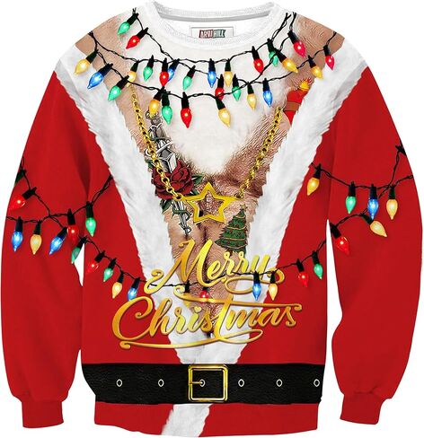 سويت شيرت رجالي من Arvilhill Ugly Christmas مضحك فضفاض مناسب للبالغين لعيد الميلاد بطباعة ثلاثية الأبعاد للعطلات (S-3XL) in Kuwait