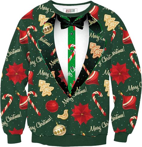 سويت شيرت رجالي من Arvilhill Ugly Christmas مضحك فضفاض مناسب للبالغين لعيد الميلاد بطباعة ثلاثية الأبعاد للعطلات (S-3XL) in Kuwait