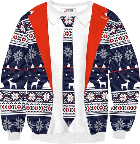 سويت شيرت رجالي من Arvilhill Ugly Christmas مضحك فضفاض مناسب للبالغين لعيد الميلاد بطباعة ثلاثية الأبعاد للعطلات (S-3XL) in Kuwait