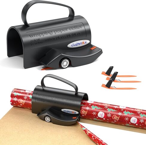 Wrapping Paper Cutter with 3 Replaceable Blades, Gift Wrap Cutter Tool for Gift Wrapping, Slider Wrap Cutter for Gift Wrapping Accessories, Paper Roll Cutter for Christmas Holiday Birthday in Kuwait