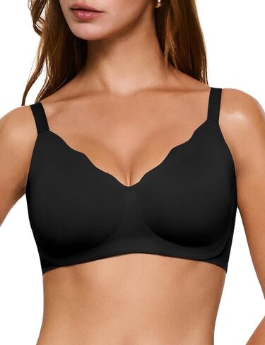 Women's Wireless Push Up Bra Scalloped No Underwire Comfortable Bras Full Coverage Seamless Tshirt Everyday Bralettes in Saudi Arabia