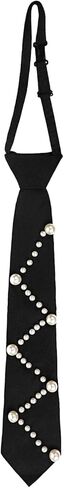 Black Pre-tied Ties with Artificial Pearls Adjustable Uniform Neckties Elegant Neckwear for Party Prom Banquet Date in Saudi Arabia