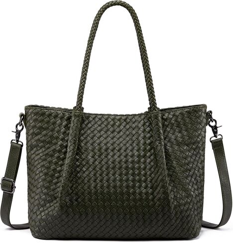 LOVEVOOK Woven Tote Bag for Women Vegan Leather Shoulder Handbag for Travel Work Crossbody Purse in Saudi Arabia