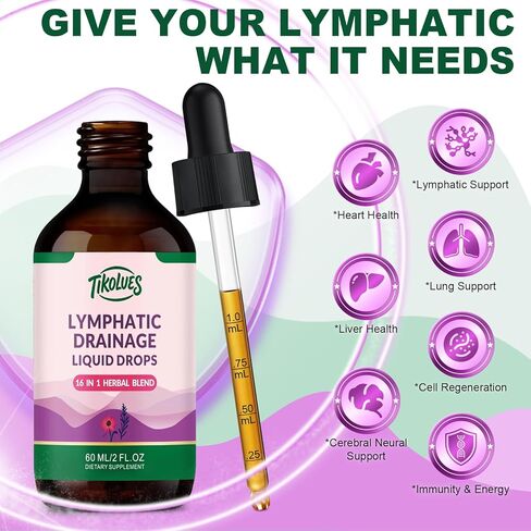 Lymphatic Drainage Drops | Organic Lymphatic Cleanse Immune Support Supplement | Lymphatic Support with Echinacea & Elderberry | Herbal Blend | Non-GMO | 2 Fl Oz in Saudi Arabia