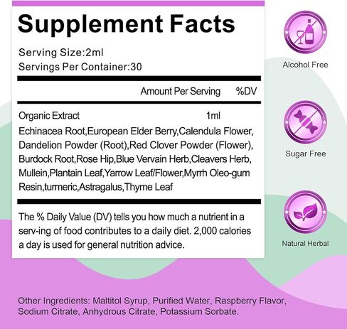 Lymphatic Drainage Drops | Organic Lymphatic Cleanse Immune Support Supplement | Lymphatic Support with Echinacea & Elderberry | Herbal Blend | Non-GMO | 2 Fl Oz in Saudi Arabia