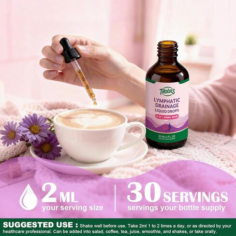 Lymphatic Drainage Drops | Organic Lymphatic Cleanse Immune Support Supplement | Lymphatic Support with Echinacea & Elderberry | Herbal Blend | Non-GMO | 2 Fl Oz in Saudi Arabia