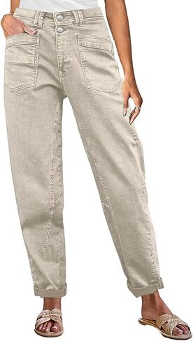 Flamingals Mid Rise Straight Leg Pants Women Stitch Detailing Workout Dressy Cropped Pants Spring Summer Trendy in Saudi Arabia
