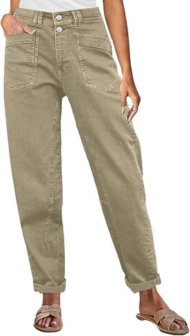 Flamingals Mid Rise Straight Leg Pants Women Stitch Detailing Workout Dressy Cropped Pants Spring Summer Trendy in Saudi Arabia