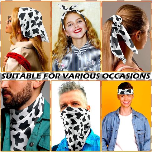 Toulite 24 Pcs Cow Print Bandanas Bulk Animal Print Bandanas for Men Women Cowboy Pet Halloween Party Favor, 20 x 20 Inch in Saudi Arabia