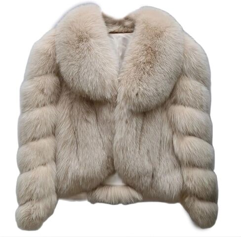 Genuine Real Fox Fur Jacket Women Winter Warm Natural Fox Fur Turn-Down Collar Cropped Coat in Saudi Arabia
