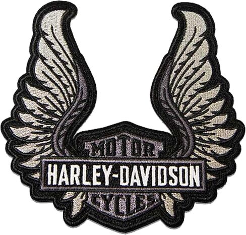 Harley-Davidson 5.5 in. Woven Winged Bar & Shield Logo Emblem Sew-On Patch- Gray in Saudi Arabia