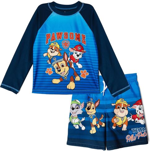 Paw Patrol Rash Guard and Swim Trunks Outfit Set UPF 50+ Toddler to Little Kid Sizes (2T - 7) in Saudi Arabia