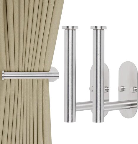 Yagoo 4 Pcs Adhesive Curtain Holdbacks，Screw-in Curtain Tie Backs Curtain Holders Tiebacks Curtain Hooks for Wall Mounted Curtain Pull Backs for Home Decor Drapes (4, Gold) in Saudi Arabia