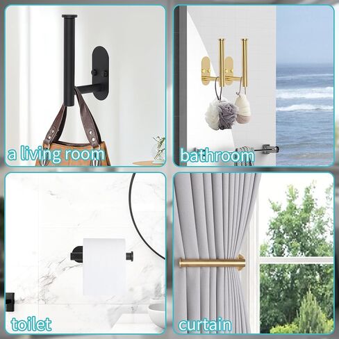 Yagoo 4 Pcs Adhesive Curtain Holdbacks，Screw-in Curtain Tie Backs Curtain Holders Tiebacks Curtain Hooks for Wall Mounted Curtain Pull Backs for Home Decor Drapes (4, Gold) in Saudi Arabia